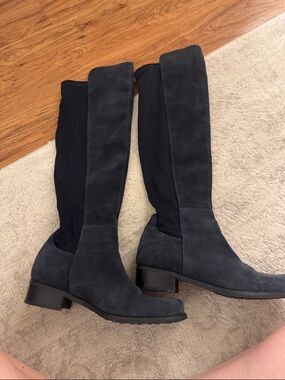 Blondo Tall Suede Stretch Knee Boots - Navy